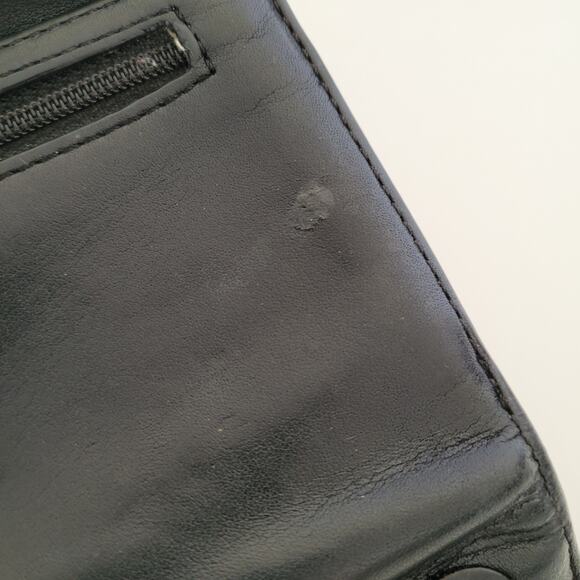 Coach Wallet Geniue Smooth Leather Solid Black Trifold 7x4 Large Envelope Boho - Picture 9 of 11